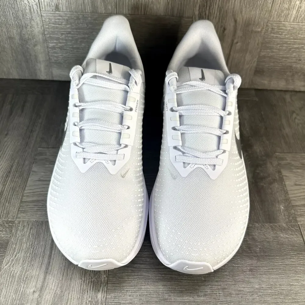 Nike Power Flight Sneaker Womens 10 White Silver Running Athletic NEW FV6290-100